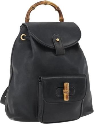 Gucci Pre-owned Leren Rugzak - Dames - Vintage Rugzakken - Zwart - ONE Size - Leer - Vintage