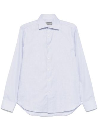 Canali mini-check shirt - Blue