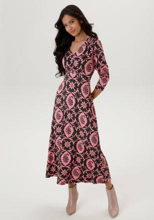 Aniston Midikleid ANISTON SELECTED, Damen, Gr. 36, N-Gr, gr&uuml;n (rosa, olivgr&uuml;n, gemustert), Single Jersey, Obermaterial: 95% Viskose, 5% Elasthan, bedruckt, ge