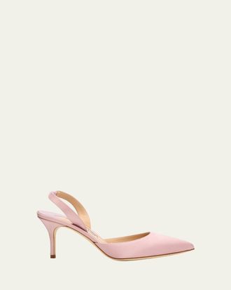 Manolo Blahnik 70mm Carolyne Satin Slingback Pumps
