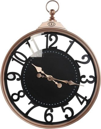 Beliani Reloj De Pared Negro Cobrizo 44 Cm Metal Colgante N&uacute;meros Ar&aacute;bigos Alloza