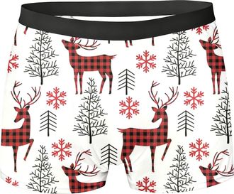 Generic Cotton Boxer Shorts Christmas Mens Xmas Funny Christmas Print Boxer Shorts Novelty Holiday Stretch Briefs Santa Deer Socks Pattern Underwear Trunks Un