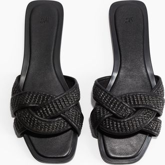 H&M Sandalen mit Flechtriemen - Schwarz