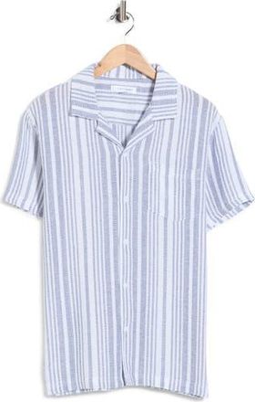 Vintage Summer Swimwear Striped Waffle Weave Camp Shirt in Navy at Nordstrom Rack, Size Xx-Large