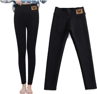 Generic Fleece Lined Leggings for Women High Waist Double Layer Thermal Pants Cashmere Tights Trousers Ladies Autumn Winter Gym Sport Yoga Leggings Outdoor Wa