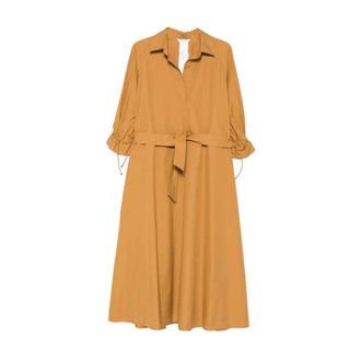 Max Mara Shirt Dresses, female, Yellow, Size: 2XS Belted Shirt Dress