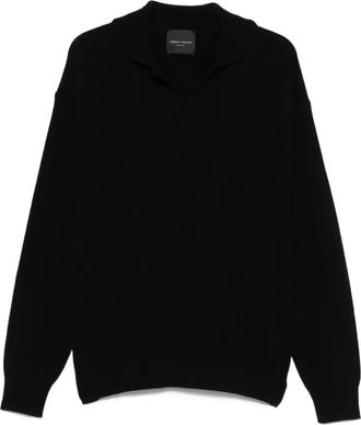 Roberto Collina Maglione con colletto polo - Nero