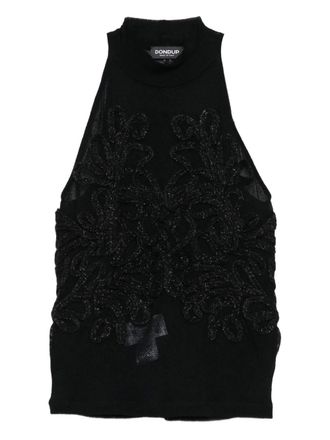 Dondup appliqu&eacute; sleeveless top - women - Polyamide/Viscose - M - Black
