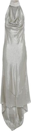 Frolov Lange zijden jurk - Dames - Avondkleed - Grijs - S - Polyester - Kleedjes