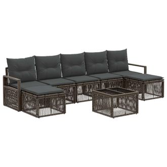 vidaXL Conjunto De Sof&aacute;s De Jard&iacute;n 8 Pcs Gris Rat&aacute;n Sint&eacute;tico Vidaxl