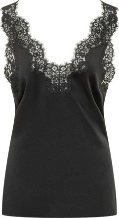 Stella McCartney Top met kanten details - Dames - Tops zonder mouwen - Zwart - M - Satijn - Tops