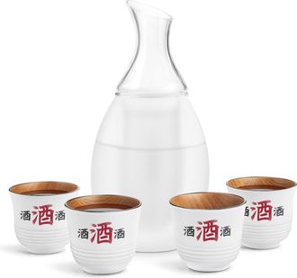 Final Touch Final Touch Sake Decanter Set - Frosted White