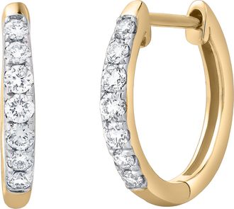 LuvMyJewelry Elina 0.3 Cts 14K Gold Diamond Huggie Hoop Earrings