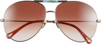 Chloé 62mm Aviator Sunglasses in Gold Gold Multicolor at Nordstrom Rack
