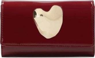 Kazar Elegante gelakte portemonnee met grote decoratie aan de voorkant - Dames - Portefeuilles - Bruin - ONE Size - Leer - Accessoires