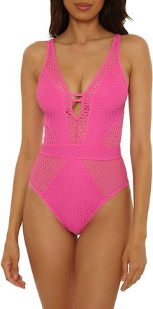 BECCA by Rebecca Virtue Castaway Plunge One-Piece Swimsuit in Rose Berry at Nordstrom, Size Medium
