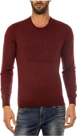 Armani Jeans Rondgebreide trui - Heren - Ronde hals truien - Rood - M - Truien & Vesten