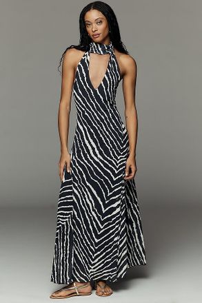 Esth&eacute; Halter Godet Midi Dress