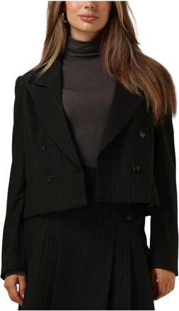 Janice Elegante Zwarte Gestreepte Blazer - Dames - Blazers - Zwart - 2XL - Jassen