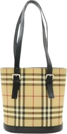 Burberry Pre-owned Nova Check Bucket Tote Shoulder Bag PVC Leather - Dames - Vintage Tas - Beige - ONE Size - Leer - Vintage