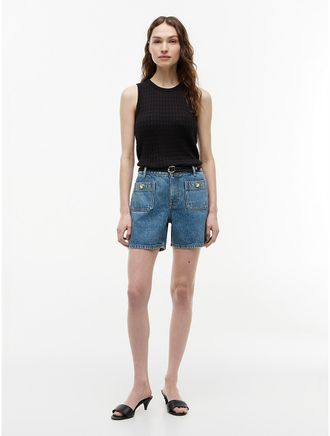 Tommy Hilfiger Womens Patch Pocket 5 Denim Short - Blue - 10