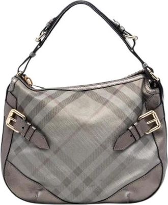 Burberry Pre-owned Shoulder Bags, female, Gray, Size: ONE SIZE Pre-owned Supernova Check Shoulder Bag