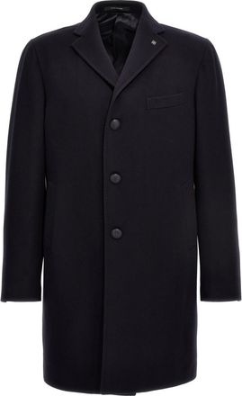 Tagliatore Navy Blue Single Breasted Coat