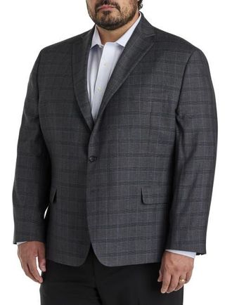 Michael Kors Big & Tall Windowpane Sport Coat in Charcoal at Nordstrom, Size 54L