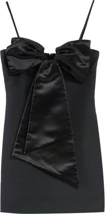 Marc Jacobs Zwarte strikjurk met satijndetails - Dames - Feestkleedjes - Zwart - 2XS - Satijn - Kleedjes