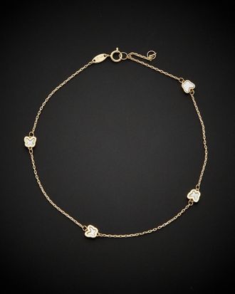 Italian Gold, Inc 14K Italian Gold Mother-Of-Pearl Butterfly Station Adjustable Length Anklet