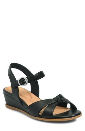 S&ouml;fft Summer Slingback Platform Wedge Sandal in Black at Nordstrom, Size 7.5