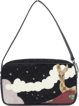 Louis Vuitton Black Satin Pochette Pouch (Pre-Owned)