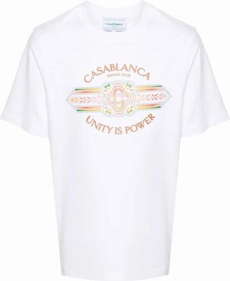 Casablanca Mens Casablanca Unity Is Power T-Shirt White - Size: 42