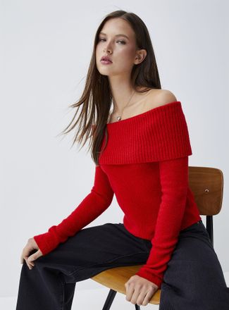 Twik Womens Cropped off-the-shoulder sweater