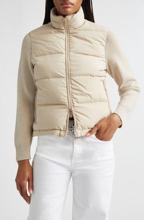 Eleventy Diamond Quilted Down Jacket in 02 Sand at Nordstrom, Size X-Small