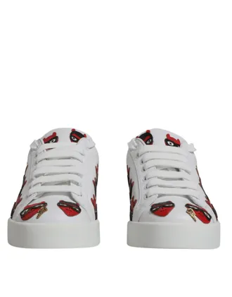 Dolce & Gabbana White Devil Face Portofino Sneakers Womens Shoes