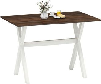 Costway Modern Dining Table Wooden Kitchen Table with X-shaped Frame-Brown