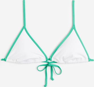 H&M Wattiertes Triangel-Bikinitop - White