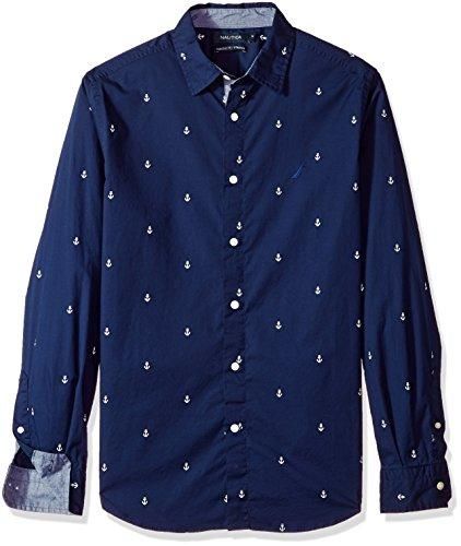 Nautica Chemise infroissable à manches longues boutonnée sur le devant