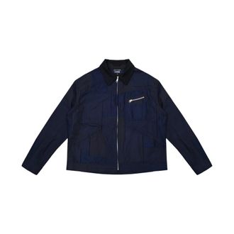 Comme Des Gar&ccedil;ons Patchwork Jacquard Zip Jacket - male - Comme des Gar&ccedil;ons - Light Jackets - Blue - L - Jackets