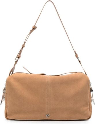 Pinko 24 Grote Schoudertas - Dames - Schoudertassen - Beige - ONE Size - Leer - Tassen