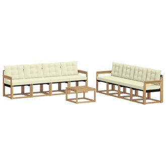 vidaXL Conjunto De Sof&aacute;s De Exterior Con Coj&iacute;n 9 Pcs Blanco Y Crema Vidaxl