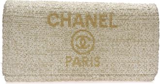 Chanel Beige Tweed Long Wallet (Bi-Fold) (Pre-Owned)