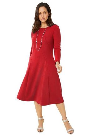 Jessica London Long Sleeve Stretch Ponte Dress in Classic Red at Nordstrom, Size 18