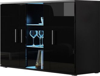 Mirjan24 Mobilier1 - Aparador Tornola 106, Negro + Negro Brillante, 80x120cm, N&uacute;mero De Puertas: 041cm, Aglomerado Laminado, Vidrio