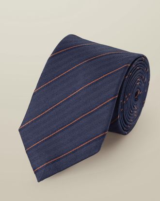 CHARLES TYRWHITT Silk Stripe Tie - Royal Blue Size OSFA by Charles Tyrwhitt