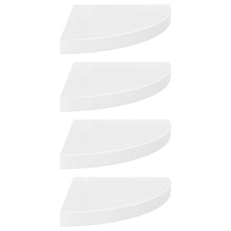 vidaXL Vidaxl - 323909 Floating Corner Shelves 4 Pcs High Gloss White 35x35x3,8 Cm Mdf