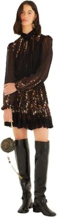 Farm Rio Garden Silhouette Mini Jurk - Dames - Korte kleedjes - Bruin - M - Kleedjes