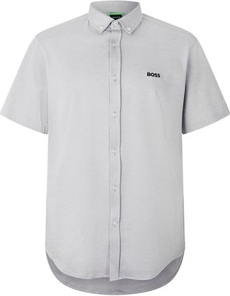 HUGO BOSS Hugo Heren Motion-overhemd met korte mouwen en knoopsluiting (Grijs)