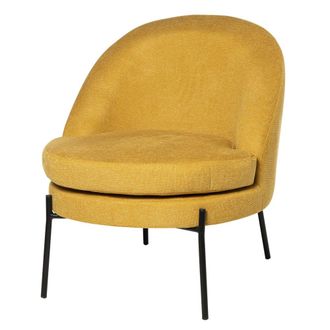 Koketto Home Sill&oacute;n bajo redondo tejido mostaza y patas negras